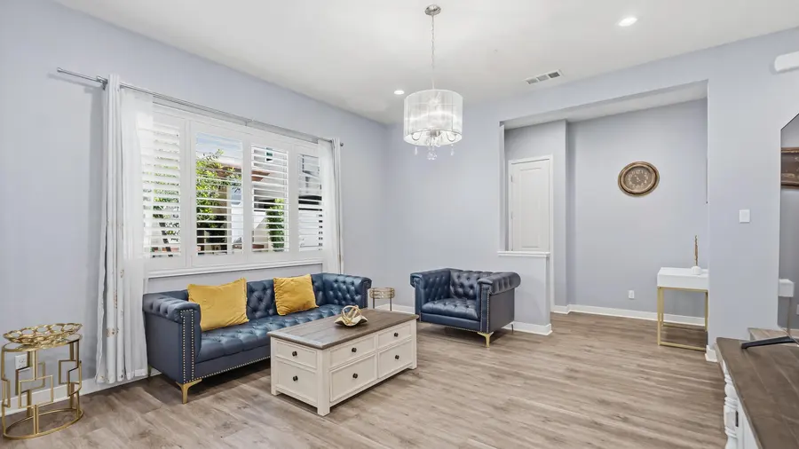Living area with plantation shutters