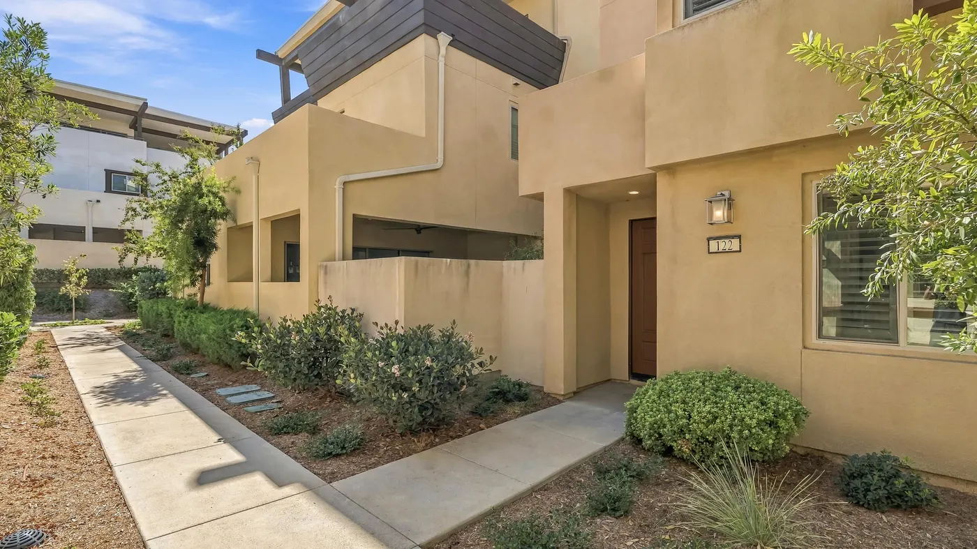 Front entry walk and door