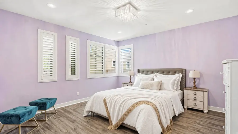 Primary bedroom, virtually staged